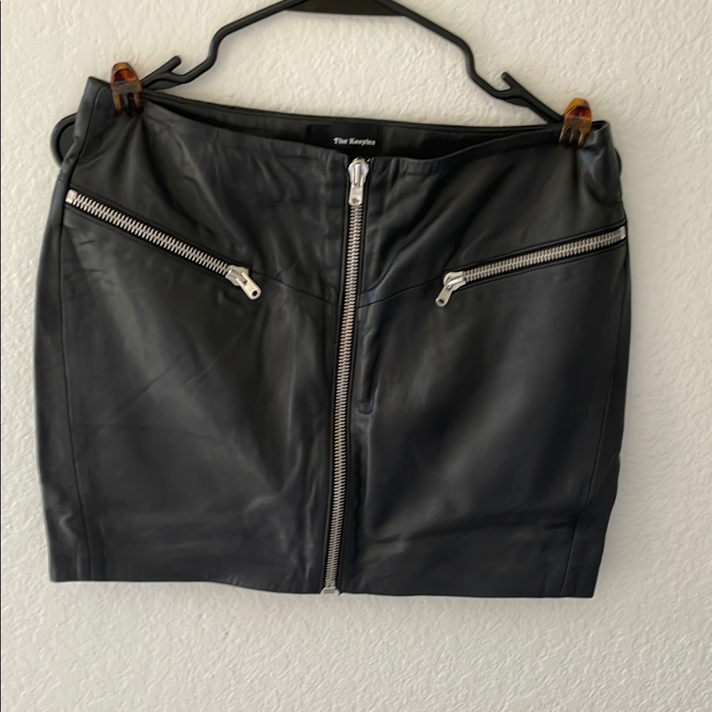 The Kooples Black Pencil Mini Skirt With Silver Accents